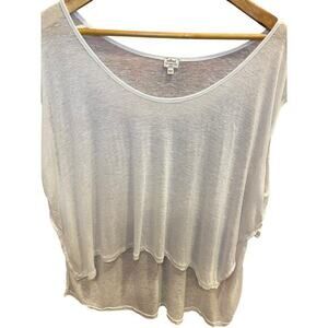 Aritzia Wilfred Women's XS/S High Low Cropped Sheer‎ T-Shirt Top White Linen